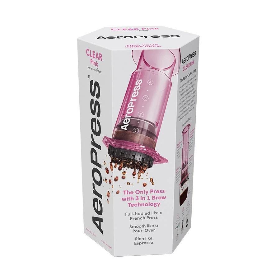 AeroPress エアロプレス　ピンク 新入荷！【国内送料無料＆100gコーヒー豆付！】エアロプレス クリア